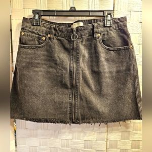 Free People black zip front denim skirt